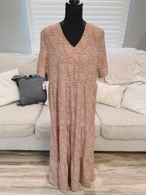 Shein Maxi Length Leopard Print Dress Size Large